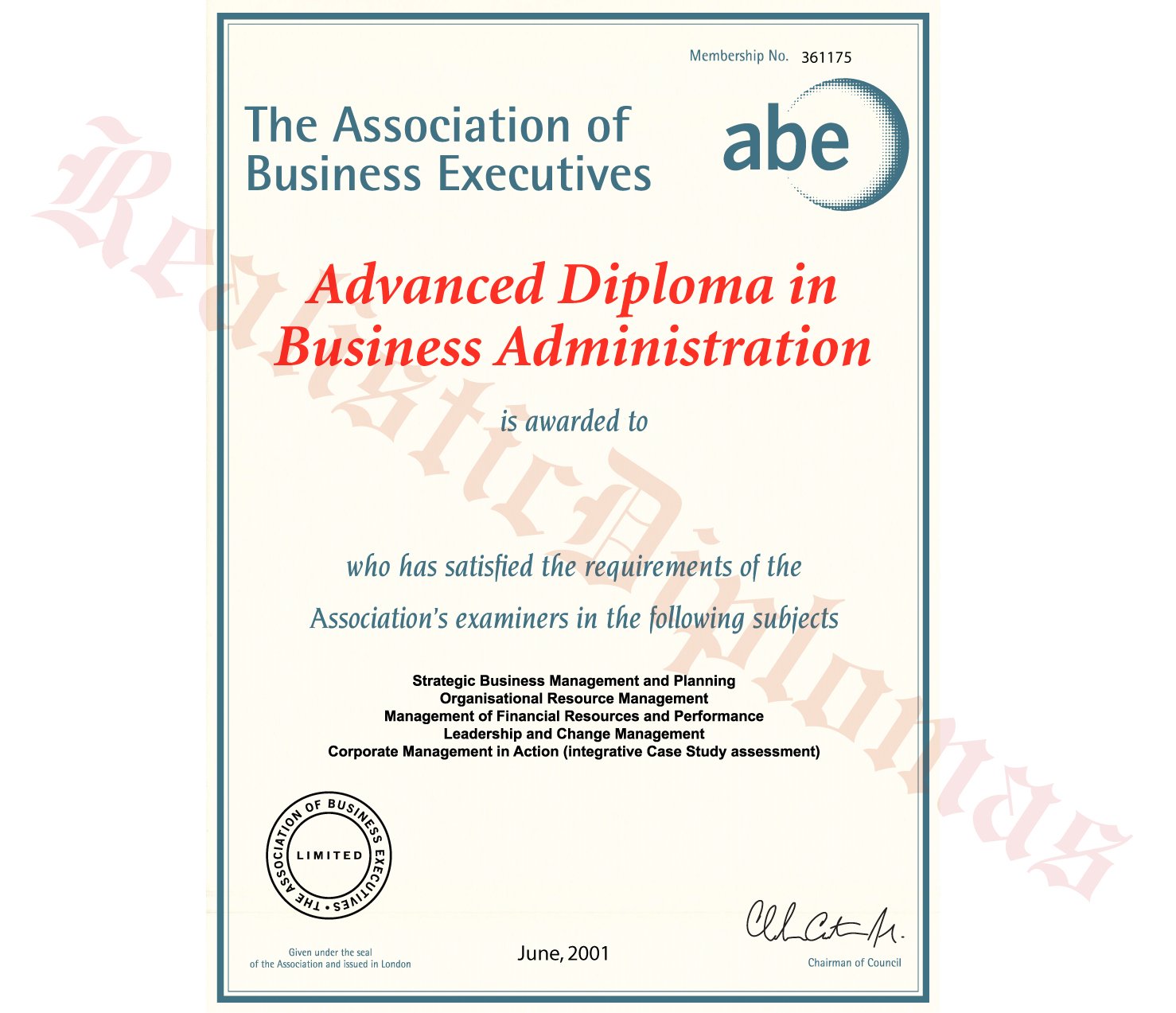 Fake ABE Certificate