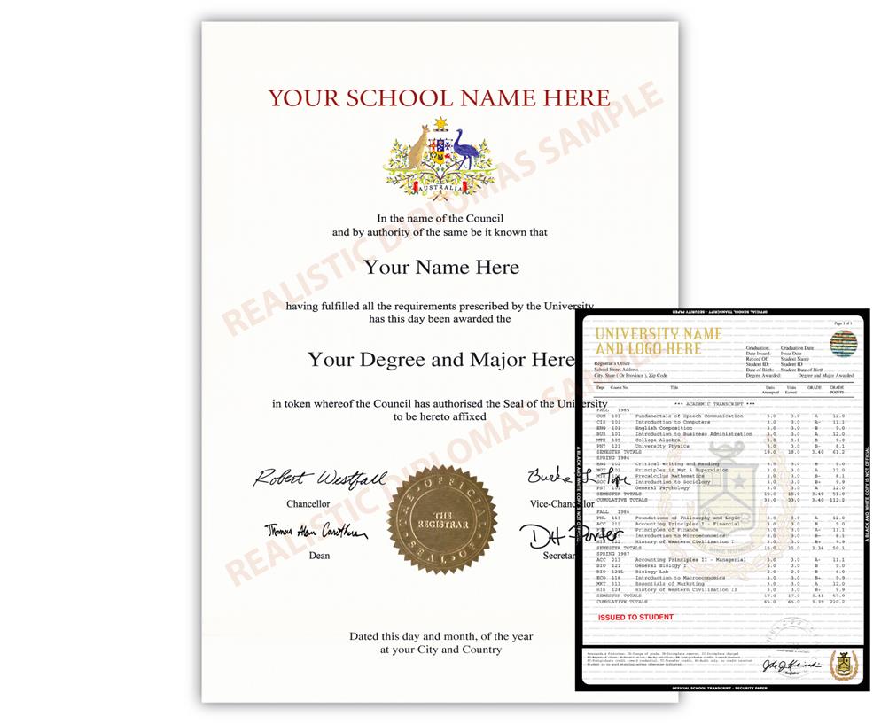 Fake College & University Diploma and Transcript: Australia Design 1 FAKE-COLLEGE-UNIVERSITY-DIPLOMA-TRANSCRIPT-AUS1