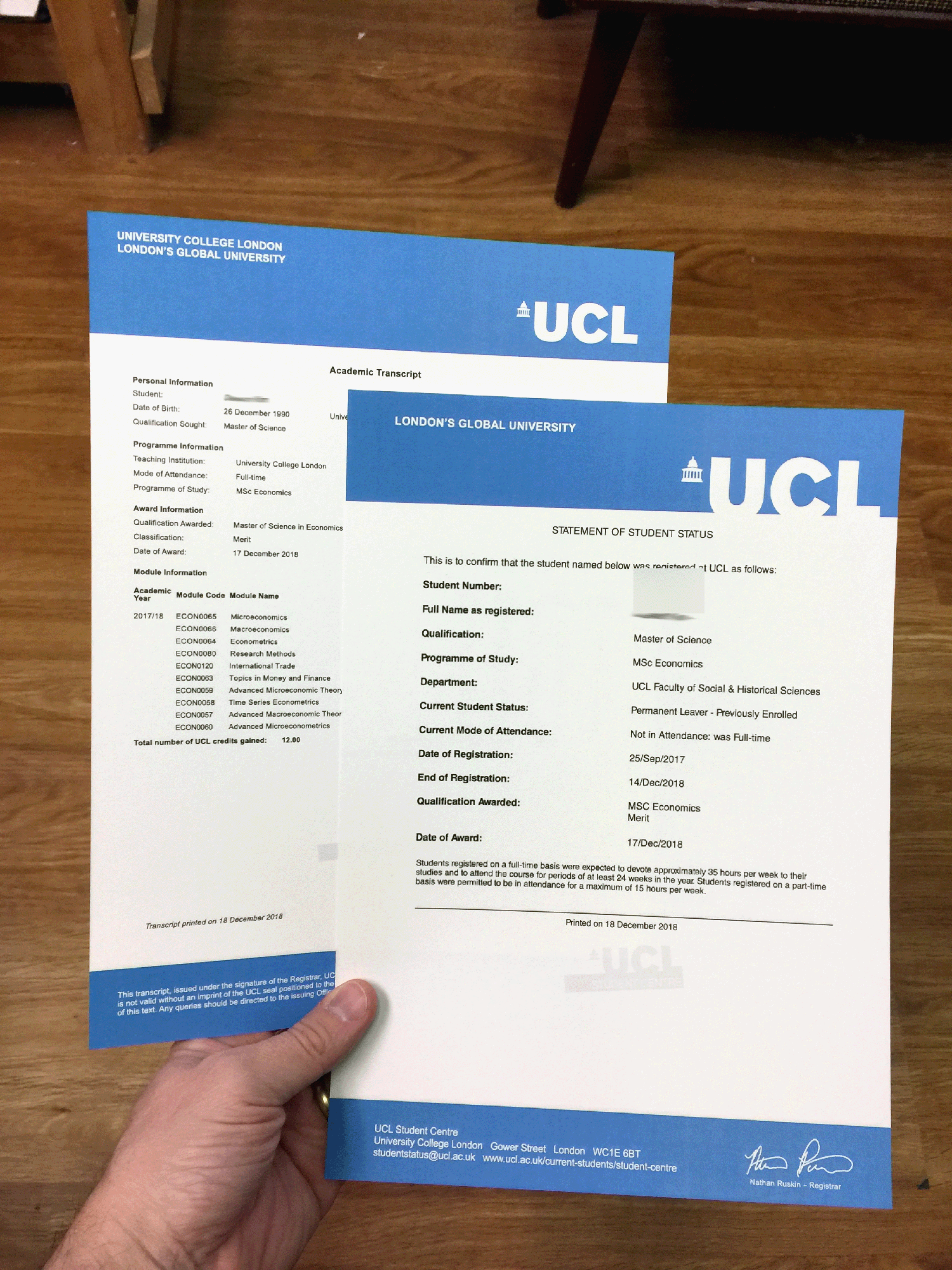 Match Replica Diploma ( Degree ) & Stock Transcripts - United Kingdom