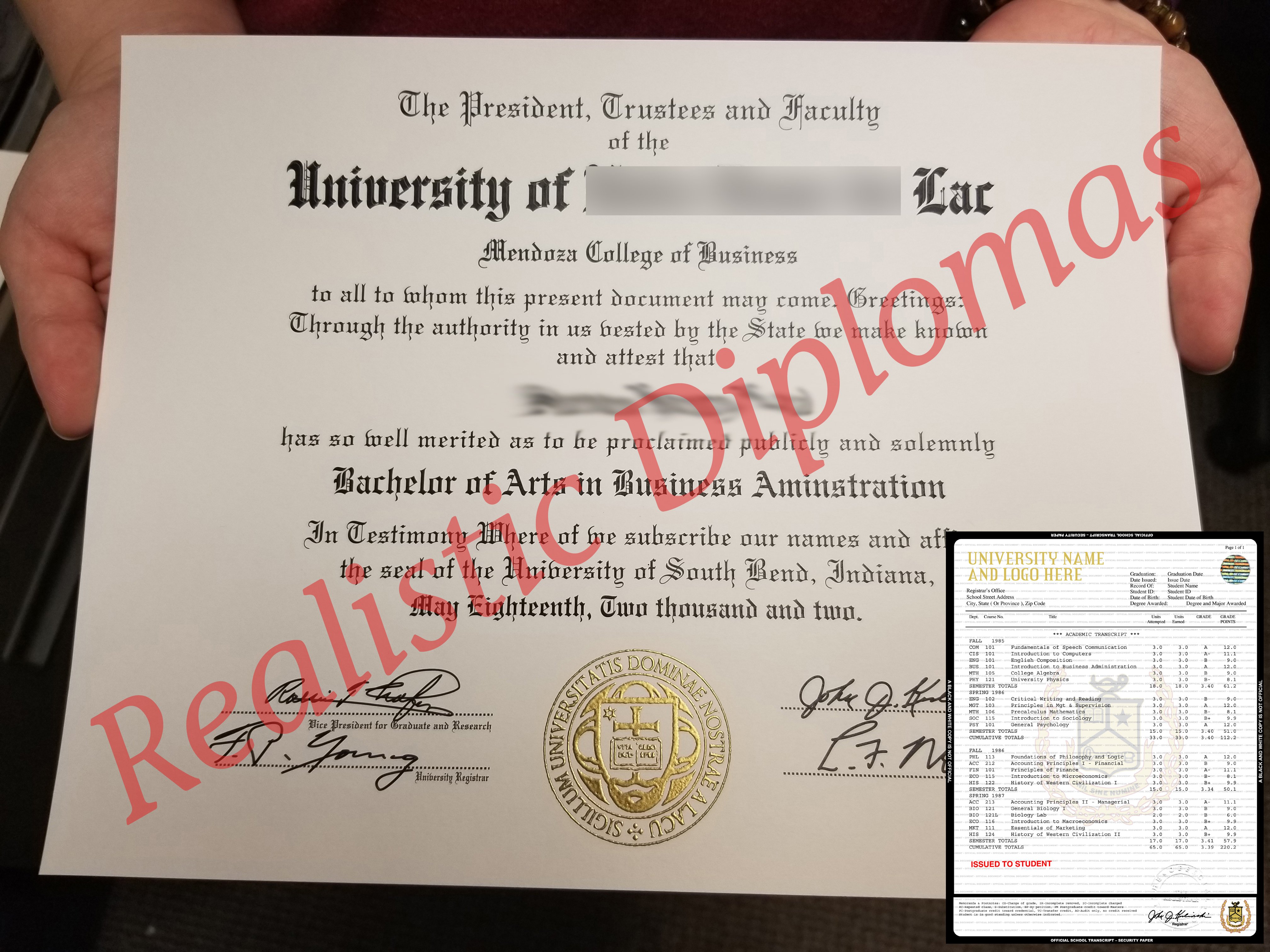 Match Replica Diploma ( Degree ) & Stock Transcripts MatchReplicaDiploma-Trans