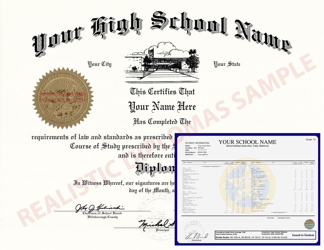 Fake High School Diploma and Transcripts Design 6 HSDT Design 6